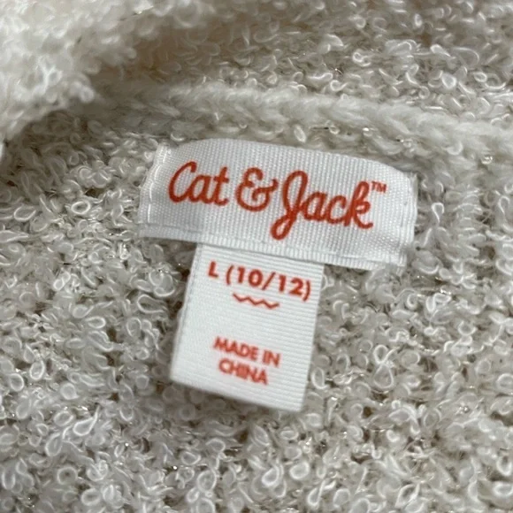 Cat & Jack Girls Rainbow striped Fuzzy white open Cardigan size L(10-12) - Picture 4 of 5